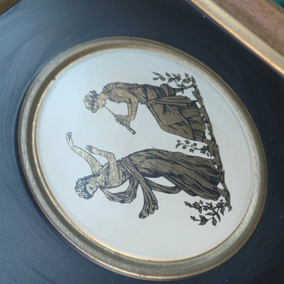 Guildcraft Octagon Metal Greek Roman 2 sided Toleware Pair - Picture 3 of 3